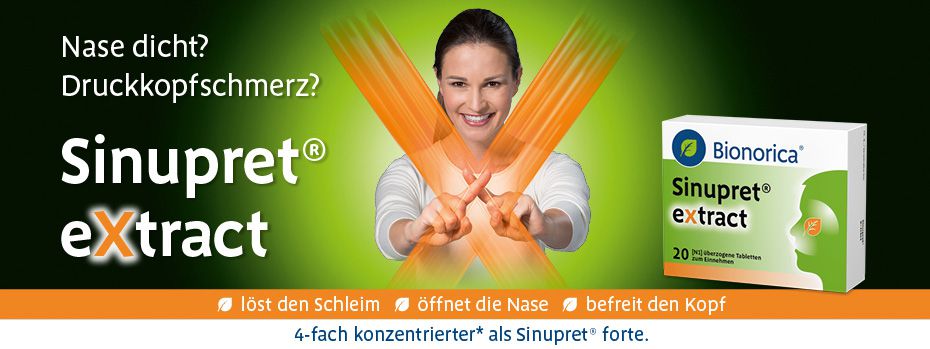 Sinupret extract - effektiver Schleimlöser für Erwachsene, löst den Schleim, öffnet die Nase, befreit den Kopf